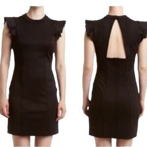 Leola Couture Dress Womens Size S Black Cutout Ruffle Classic Feminine Party LBD